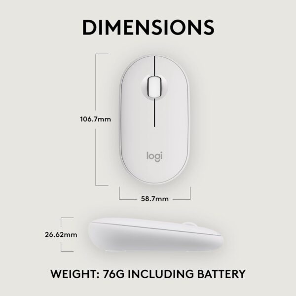 Authentic Logitech Pebble M350 Wireless Mouse White - Image 3